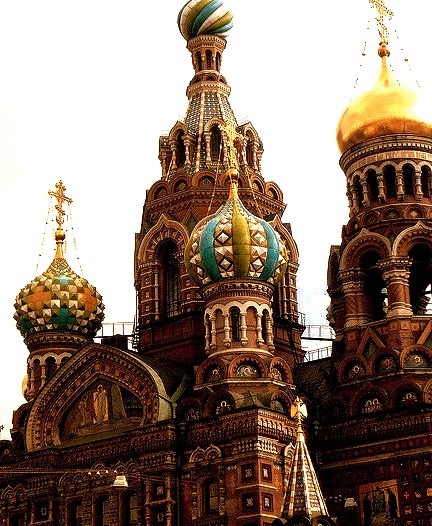 Domes of the Church On The Spilled Blood in St. Petersburg, Russia