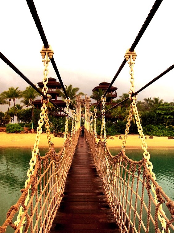 Suspended bridge to Sentosa Island, Singapore