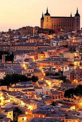 Evening lights in Toledo, Castilla La Mancha, Spain