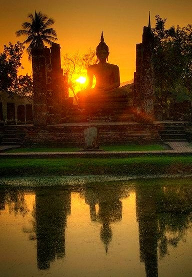 Sunset reflections in Sukhothai / Thailand